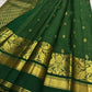 Heavy antique gold Mayil Butta peacock pallu on forest green ground — Kanjivaram Zari Kattam silk saree