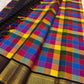 Twin parallel Rettapet border lines with gold zari on deep navy — Kanjivaram handwoven silk detail