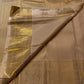 Luminous Ivory-Gold Pure Silk KanchiPattu Zari Kattam Saree - draped hero view