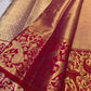 Heavy 4-ply pure silk Kanchipuram saree with all-over jaal-like zari texture