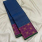 Kathiripoo purple border with elephant and flying horse zari motifs on a Kanjivaram saree
