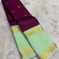 Magenta and Mint Green Handwoven Pure Silk Kanchipuram Saree with Rettapet Border and Mayil Chakram Butta