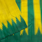 Thazhampoo Reku woven line detail along emerald green border of pure silk Kanjivaram saree