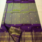 Deep purple Korvai border with structural loom join on olive green Kanchipuram silk saree