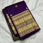 Olive green and purple Kanchipuram Korvai saree folded flat — full length view