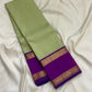 Pistachio green and purple handwoven pure silk Rettapet Kancheepuram saree overview