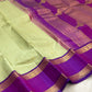 Pistachio green and purple Rettapet Kanjivaram saree folded flat view