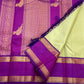 Deep purple Rettapet twin parallel border on handwoven pure silk Kanchipuram saree