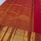 Deep red pallu with gold zari Floral Jaal and broad gold zari border on Kanjivaram saree