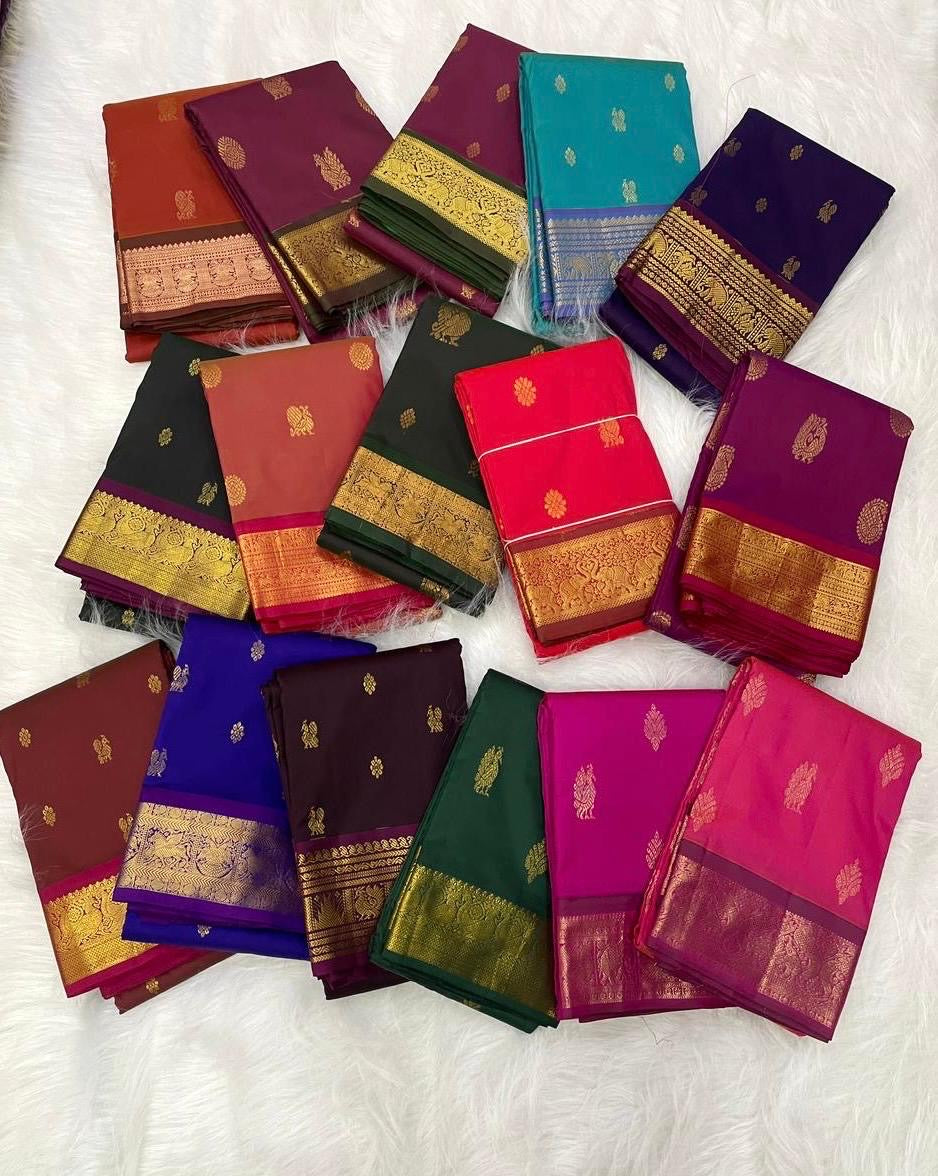 Royal Blue Handwoven Pure Silk Kanjeevaram Saree with Kili Butta