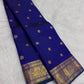 Royal Blue Handwoven Pure Silk Kanjivaram Saree with Mayil Chakram Butta