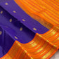 Pure silk Kanjipuram Varisaipet saree in purple and mango orange, Silk Mark certified