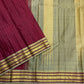 Pure silk Kanjipuram Varisaipet saree in Arakku and sage grey, Silk Mark certified