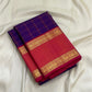 Violet and coral red handwoven pure silk Rettapet Kanchi Kattam Kanjivaram saree overview