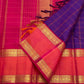 Violet and coral red Rettapet Kanchi Kattam Kancheepuram saree folded flat view