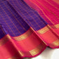 Korvai interlocked border join with Rettapet twin parallel lines on coral red Kanchipuram saree