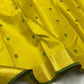 Green silk thread Kili butta and medallion butta detail on yellow silk body