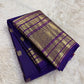 Royal violet Pure Silk Kanjivaram Korvai saree with antique gold Gandaberunda zari border detailing