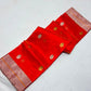 Vermilion Red handloom Pattu Silk Chanderi saree with silver metallic border and broad striped silver pallu