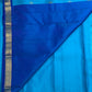 Aagaaya Neelam Kanchipuram butta saree with kolam pulli buttas, close view of the body
