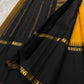 Rettapet Veldhari black gold zari border detail on amber Kancheepuram silk saree — Idam Living