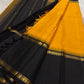Amber yellow and black Kanchipuram silk saree with Rettapet weave and Veldhari Korvai border — Idam Living