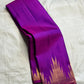 Full view of amethyst purple handwoven Kanchipuram silk saree with ettukol antique copper border — Idam Living