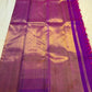 Self amethyst purple border with ettukol antique copper zari on handwoven Kanchipuram saree — Idam Living