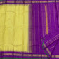 purple pallu with zari stripes and tassels beside chartreuse checked kanchipuram silk saree shipped from New Jersey USA