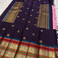 Layered gold zari and multicolour silk thread border on Kanjivaram saree