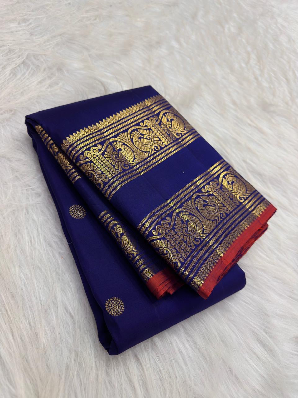 Annapakshi gold zari rettapet border kanchipuram – Idam Living Pure Silk Kanchipuram saree