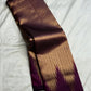 Antique Brown and Plum Ettukol Kanjivaram saree full view