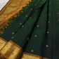 Antique gold korvai border pure Kanchipuram silk saree – front view