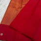 Pillar-Box Red Handwoven Pure Silk Kanchipuram Saree with Butta Gold Zari Motif