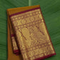 Pure Kanchipuram silk saree in antique gold with Gandaberunda zari border and maroon accents