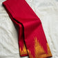 Crimson red pure silk Kanchipuram saree ettukol pallu with gold zari flames — Idam Living
