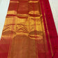 Crimson red Kanjipuram silk saree body with ettukol flame border detail — Idam Living