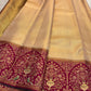 Antique gold kanchipuram silk micro chevron zari – Idam Living Pure Silk Kanchipuram saree