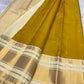 Antique gold Kanjeevaram saree with Varisaipet weave and ivory cream zari border — Idam Living