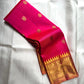 Rani pink handwoven pure silk Kanjeevaram saree with antique gold Zari Kattam border