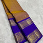 Antique gold and royal blue Rettapet Kanchipuram silk saree – full overview
