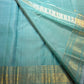 Sea Glass Aqua Handwoven Pure Silk Kanchi Pattu Saree with Antique Gold Zari Buttas and Ornamental Border