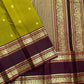 Antique Olive Green and Deep Espresso Brown Handwoven Pure Silk Kanjivaram Rettapet Saree with Vintage Gold Zari Buttas