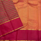 Folded pure silk Kanchipuram saree showing antique olive and reddish-pink zari stripes with double gold-zari-edged Rettapet borders