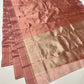Close view of Antique Rose Chanderi saree body showing scattered woven accents