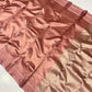 Antique Rose Pattu Silk Chanderi saree folded lengthwise showing soft sheen and restrained border detailing