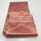 Antique Rose Pattu Silk Chanderi saree arranged open to show fine zari pallu and narrow border