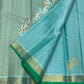 Aqua Blue Kanjivaram silk saree with Emerald Green border