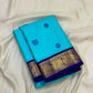 Aqua Blue Handwoven Pure Silk Kanjivaram Saree with Korvai Peacock Border