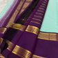 Fresh Aqua Blue pure silk KanchiPattu saree, Rettapet weave with Deep Aubergine border — folded view
